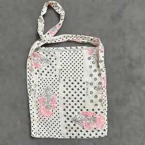 Free People Shoppers Tote Shoulder Bag 15x15 Cream Woven Linen Reusable Travel